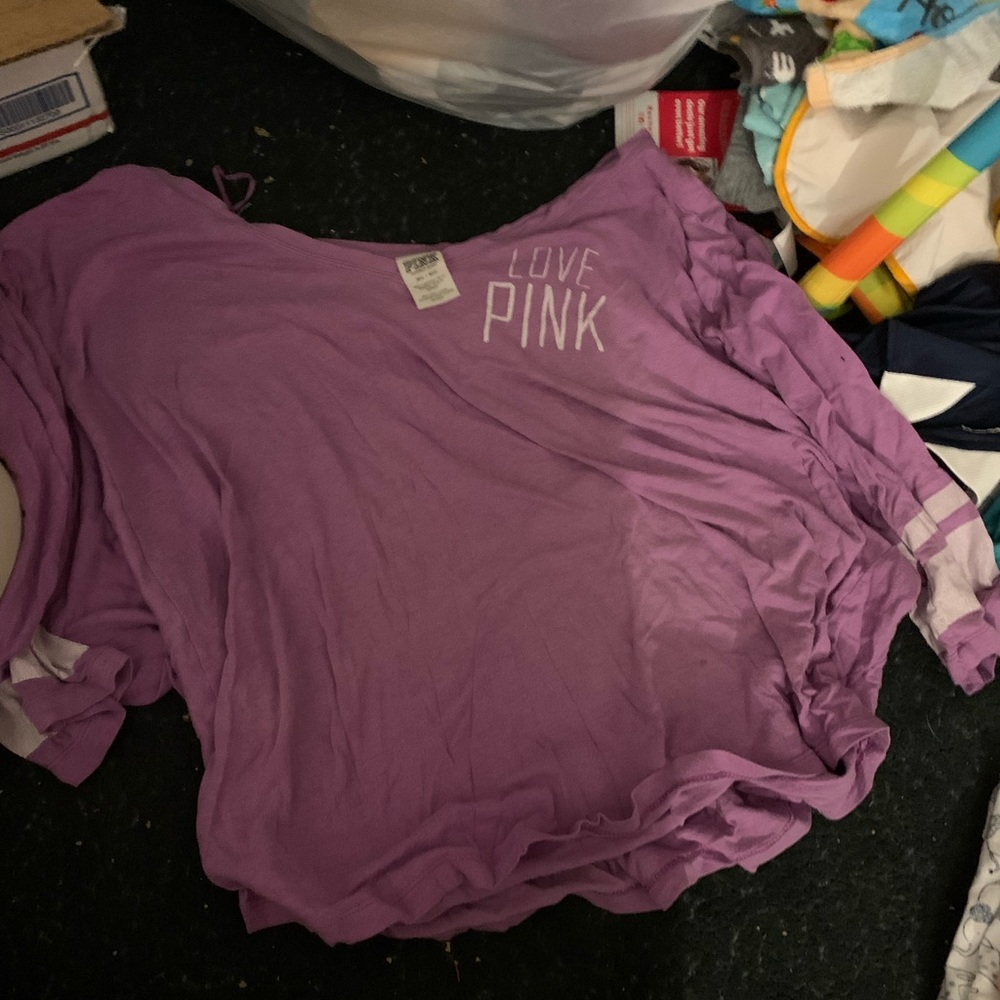 band pink slumber shirt crop top like